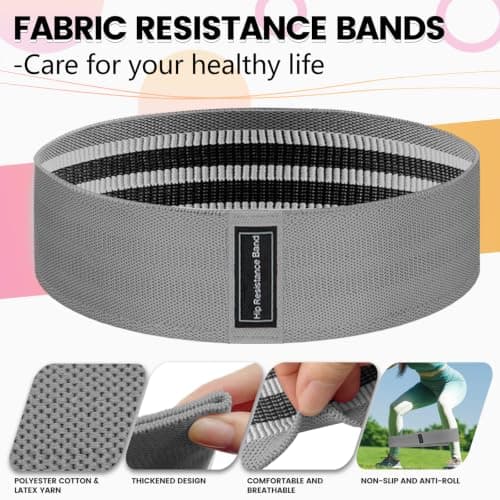 Exercise Bands, Fabric Resistance Bands for Working Out, Workout Bands Resistance for Women & Men, Multi-Colored Fabric Booty Bands for Leg Strength Training, Rehab, Yoga (3Pack-Blue) — view 3