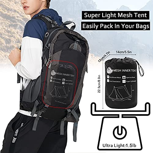 Anvin Trekking Pole Tent Mosquito Netting Tent Breeze Mesh with Good Ventilation Trekker Backpacking Tent for 2 Person with Waterproof Oxford Floor for Bugs(210cmx120cmx110cm) — view 3
