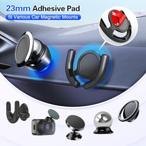volport Adhesive Sticky Pads 8 Pack 23mm for Magnetic Car Dashboard Phone Mount Base, 2 PCS 35mm for Socket Mount Base & Collapsible Grip, Extra Strong Heat Resistant Mounting Tape Replacement — view 3