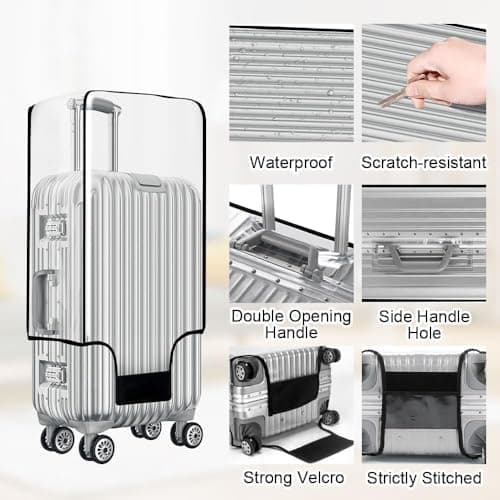 DIYJEP Clear Suitcase Cover Protectors with Luggage Tag(26in) — view 3