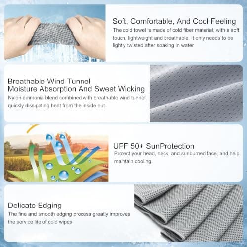 ZPSCXQ Cooling Towel Hooded Towel Adults 4-Piece Set with Ice Towel and Cooling Wrist Bands, Heat Management for Outdoor Sports and Intense Workouts, size 65 x 30 cm and 26.5 x 21.5 cm — view 3