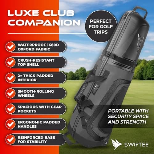 SWIFTEE Premium Golf Travel Bag with Hard Case Swiftee Branded Top & TSA Lock – 1680D Oxford Fabric, Oversized Wheels, Lightweight Airline Carrier for Maximum Club Protection (Grey) — view 3