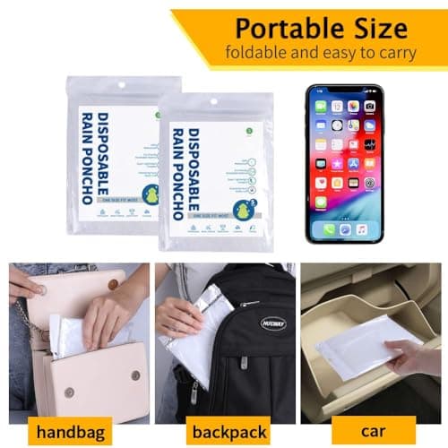 Opret Disposable Rain Ponchos 5 Pack for Kids, Emergency Raincoats — view 5