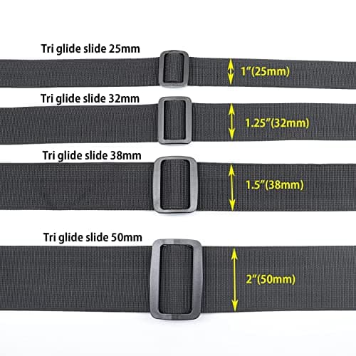 Baikeen Tri glide Slider 50mm Strong Plastic Tri Glide Slides Adjustable Slide Buckle Strap sliders Adjusters for Backpack Belt Strap Black — view 5