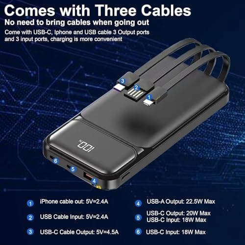 10000mAh Power Bank, Fast Charging Portable Charger with LCD — view 3