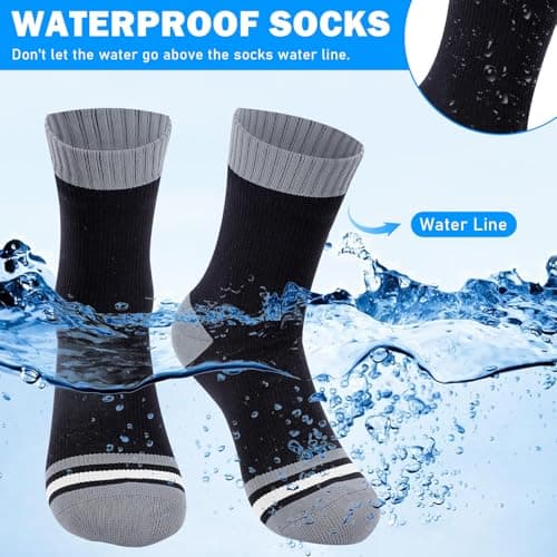 BBXWANG Unisex Waterproof Socks, Breathable Mid Calf Waterproof Running Socks, Stretchy Mens Socks for Hiking, Cycling — view 3