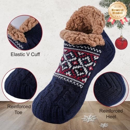 Niorasen Slipper Socks for Men/Women, Thick Thermal Non-Slip, Size 5-11 — view 5