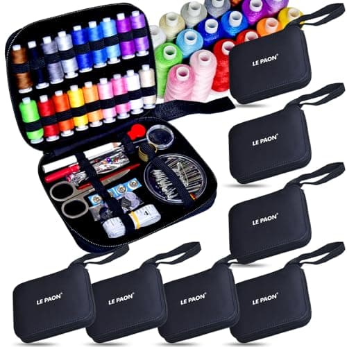 Sewing Kit with Case Portable Sewing Supplies for Home Traveler, Adults, Beginner, Emergency, Contains 18 Sewing Thread, Scissors, Needles, Measure etc,Black(7 Pack)