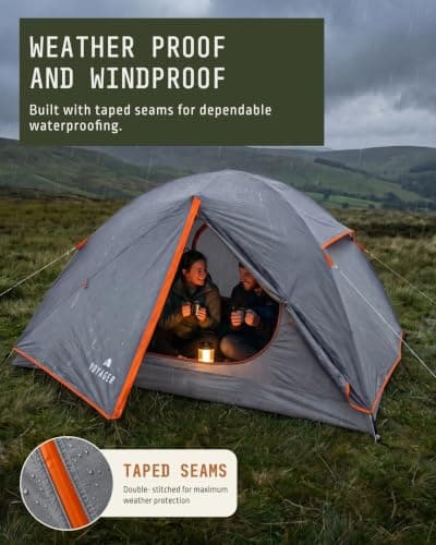 Voyager 3 Man Tent - Waterproof, Windproof, Quick Setup, Spacious 3-Person Camping Tent, Durable, Lightweight Outdoor Shelter, Ideal for Hiking, Backpacking, Camping- 225x185x120cm — view 3