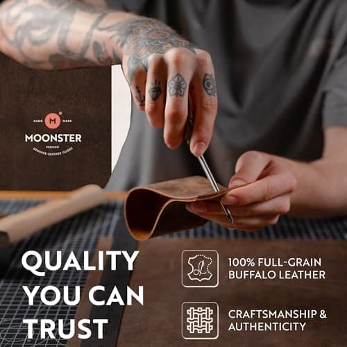 Moonster Leather Hanging Toiletry Bag for Men & Women - Travel Dopp Kit with Hanging Hook - Ideal for Gym, and Home - Toiletry Bag Men - Travel Kit for Men — view 2