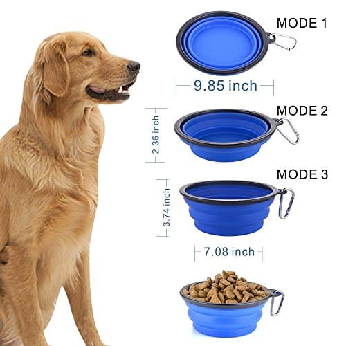 Extra Large Collapsible Dog Bowl, 3L XL Travel Dog Bowl, Foldable Travel Water Dish, 102oz X-Large Portable Collapsable Traveling Bowls with Carabiner for Dogs Walking, Hiking (Blue) — view 6