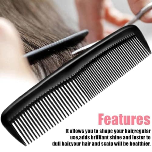 MNFPSJB 4 Pack Black Pocket Hair Combs, Dual-Sided Fine & Standard Teeth Styling Combs for Men and Women, Compact Travel Comb for Home Salon Barber, Black — view 3