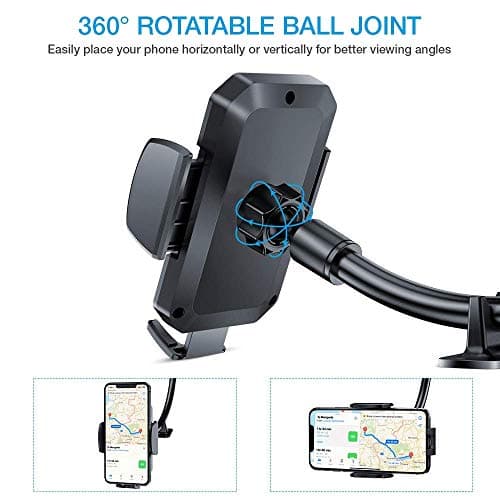 FLOVEME Car Phone Holder Windscreen Upgraded Long Arm Gooseneck Adjustable Car Phone Mount Compatible with iPhone 13 12 Pro Max Samsung Holder — view 4