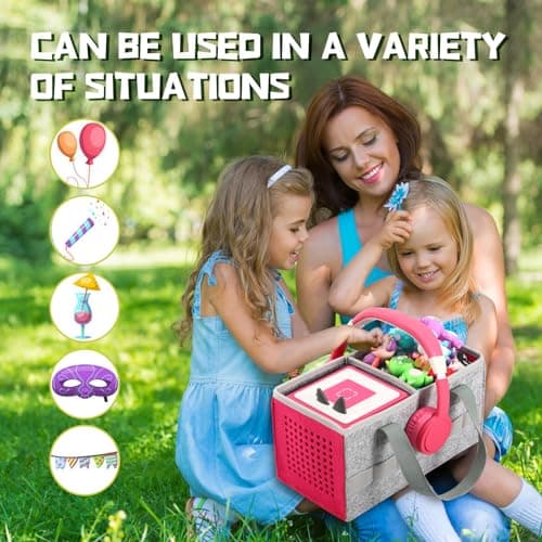 OUKNAK Travel Felt Carrying Case & Storage Bag for Toniebox/Tonies(Pink) — view 6