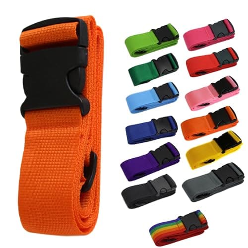 Luggage Baggage Strap Strong Extra Safety Adjustable Travel Tie Belt 13 Colours (Colour 10 Orange)