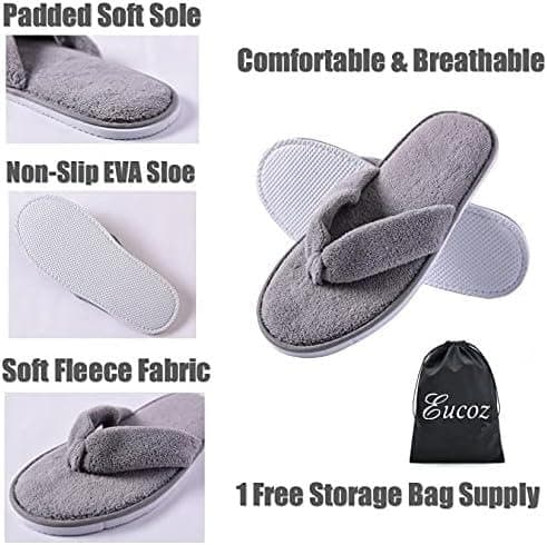 HOT BARGAINS 10 Pairs Flip Flops Spa Slipper with Luxurious Colours Spa Toweling Hotel Slippers Toe Terry Type Spa Slippers (WHITE, UK Footwear Size System, Adult, Women, Numeric, Medium, 9) — view 5