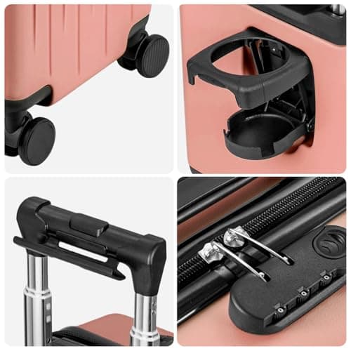 SUNNYNEST 14 Inch Cabin Suitcase Built in Lock with 360°Rubber Pink — view 4