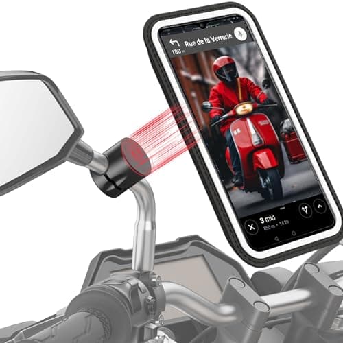 Shapeheart Phone Holder for Motorbike Mirror & Detachable Magnetic Pouch