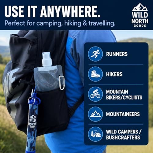 Wild North Goods Water Filter Straw with Bottle, Portable Camping Water Filter & Survival Water Purifier for Hiking, Travel, Fishing, Backpacking & Emergency Kit — view 5