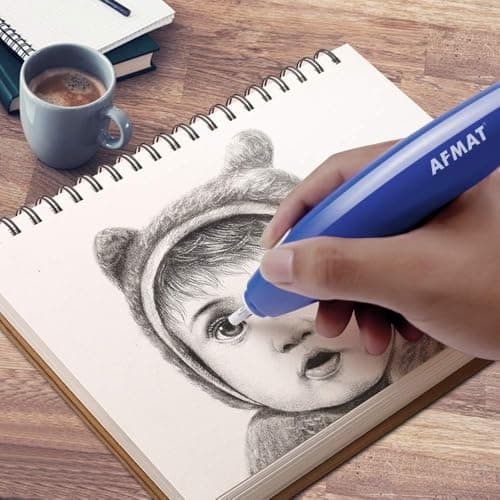 AFMAT Electric Eraser for Artists with 140 Refills, Rechargeable Electric Rubbers for Artists,2 Sizes,Automatic Portable Pencil Eraser for Drafting,Painting, Sketching, Detailer Tool-Blue EE15 — view 6