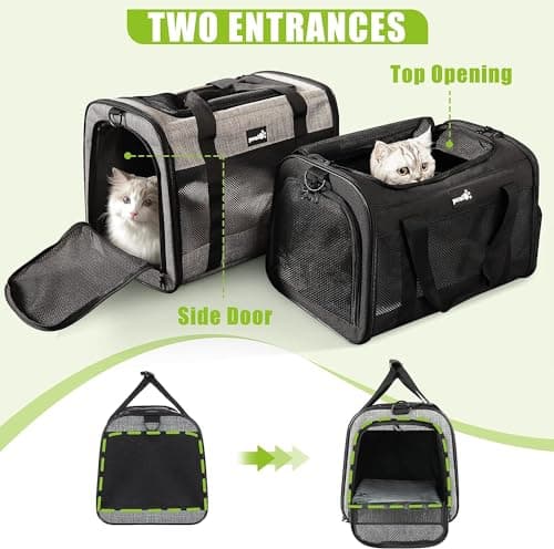 pecute® Cat Carrier Large, Breathable Pet Carrier Bag, Dog Carrier L, Grey — view 3