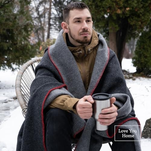 Merino Wool Outdoor Blanket, Camping & Travel Reversible Throw, 51 x 67 in — view 6