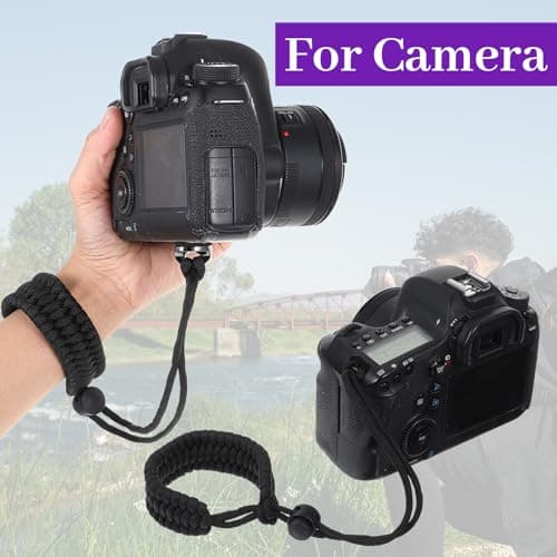 Amaxiu Camera Wrist Strap with 1/4 Inch Screw, Adjustable Nylon Lanyard for Action Camera & 360 Cameras, Anti-Drop Hand Strap for Digital Cameras and Gimbals, Black — view 4