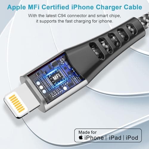 iPhone Charger Cable Short 30CM 2Pack, MFi Certified iPhone Lightning Cable 0.3M Short iPad Charging Cord Nylon iPad USB Wire Fast Charging iPod Lead Wire for iPhone 14 13 12 11 Pro Max XS 8 7 — view 2