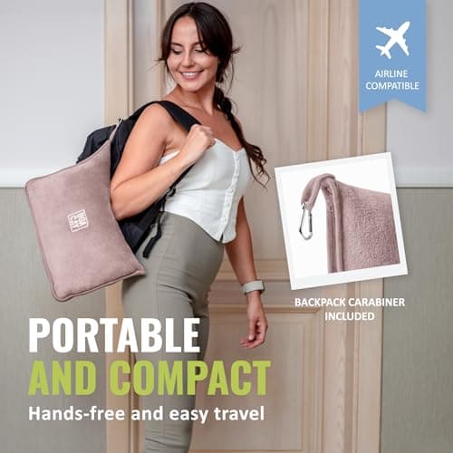 BOACAY Soft & Warm Travel Blanket for Aeroplane & Car - Essential for Long Flights for Women, Men, Children - Compact Pillow with Luggage Sleeve & Backpack Clip — view 3