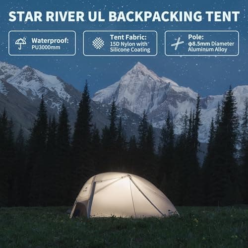 Naturehike Star River 2 Person Tent - 15D Superlight Silicone Nylon - 3000mm Waterproof 4 Season Elite Backpacking Tent, Compact for Long Distance Trekking, 1.44kg — view 5