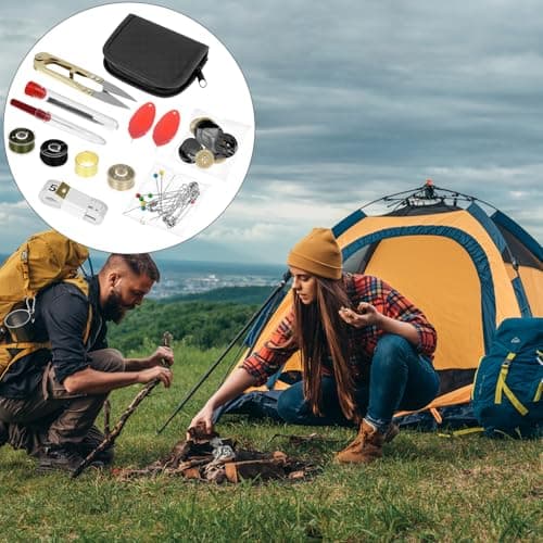 QWORK Military Sewing Kit Tactical Survival Repair Set with Heavy Duty Nylon Zipper Case, Basic Mending Tools with Military Buttons & 3 Large Thread Spools for Camping & Field Use — view 6