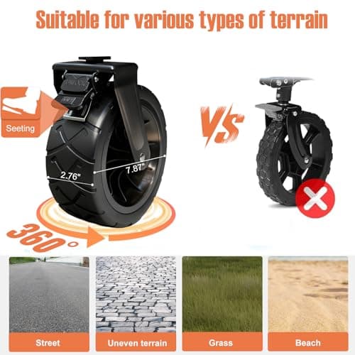 Sanycasa 200L 200KG Festival Trolley Camping Shopping Beach Wagon Trolley Off-road Beach adapted Stroller with Brakes robust adjustable Handle with transport bag, black — view 3