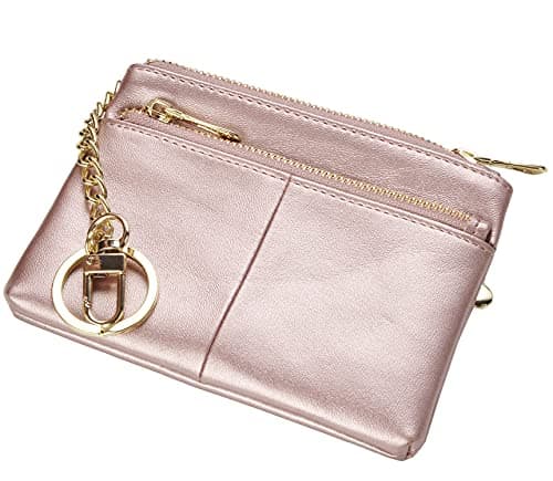 Beurlike Womens RFID Coin Purse Change Wallet Small Leather Card Holder Keychain, Rose Gold, S, Fashion — view 2