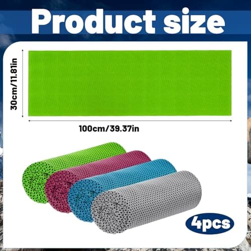 Cooling Towel, Gym Towel, 4 Pack Cooling Towels for Neck, Soft Breathable Travel Cool Towel, Sports Towels for Gym, Golf, Yoga, Fitness, Camping, Running, Workout and More Activities — view 2