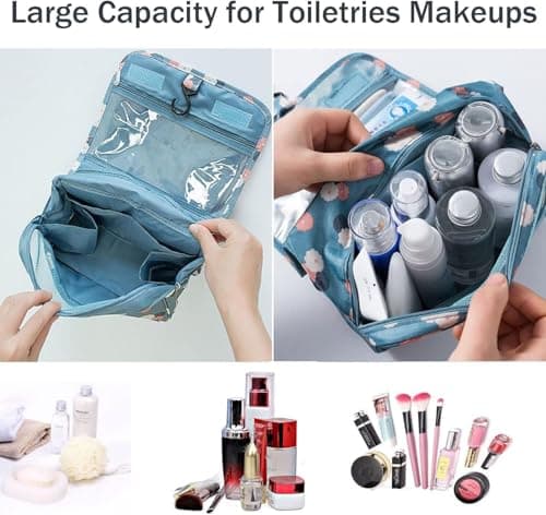Travel Toiletry bag, Hanging Toiletries Wash Bag Makeup Cosmetic Organizer Bags for Women Girls Kids Waterproof Foldable (Leopard Print) — view 4