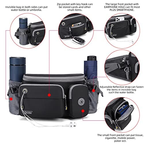 TUDEQU Large Hiking Waist Pack | Dog Walking Fanny Pack | Bum Bag for Men — view 5