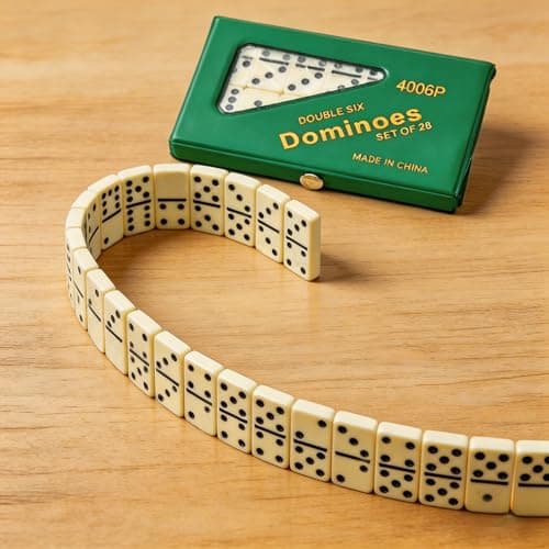 Pocvaim Mini Double Six Dominoes Set, 28 Tiles with Green PVC Carry Case — view 6