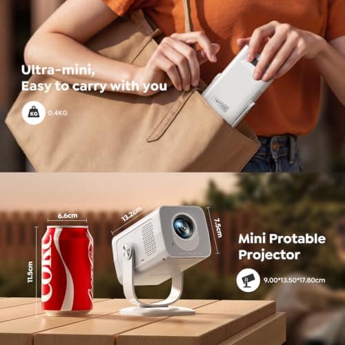 【Built-in Android 14 | Short Throw】TOPTRO Mini Portable Projector 1080P 4K Supported, Smart Projector with 270° Rotation Stand, Auto Keystone, WiFi 6 Bluetooth 5.4, Home Cinema Projectors for Bedroom — view 4