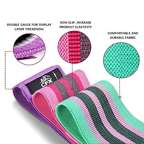CFX Resistance Bands 3 Sets, Premium Exercise Bands with Non-Slip Design for Hips & Glutes, 3 Resistance Level Workout Booty Bands for Women and Men,Home Training,Fitness,Yoga — view 2