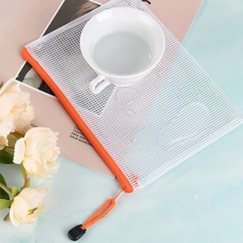Vicloon Plastic Wallets A5, 10Pcs Zip Lock Bags Mesh Document Wallet Document Folders Plastic Pockets Zipper File Wallet for School Office Homework Storage Bags Travel — view 5