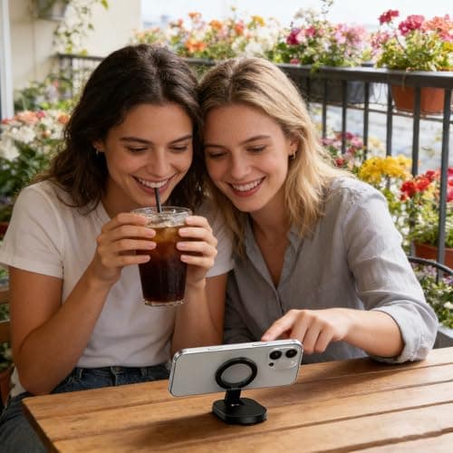 3-i N-1 Magnetic Suction Cup Phone Mount, With Adjustable Viewing Angle, Black, Foldable & 360° Rotatable Phone Holder With Suction Cup & Hook, Portable Travel Mobile Stand, Case-Friendly, For Car — view 3