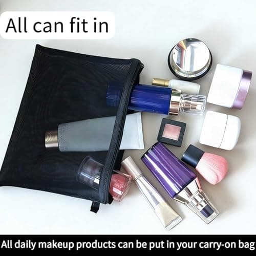 Travel Toiletry Bag,Large Capacity Makeup Bag with Zipper,Transparent Cosmetic Pouch for Travel Airport Security Beach Gym(2Pcs/9.45x7.09inch/Black) — view 4