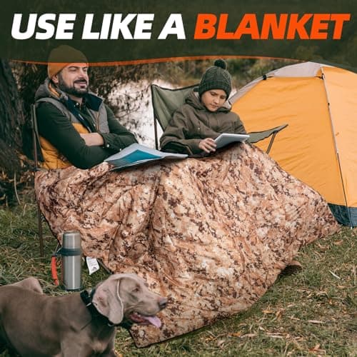 MEREZA Sleeping Bags XL for Mens Large Wide Sleeping Bag for Camping Big and Tall Sleeping Bags for Women Adults Warm with Compression Sack Cold Weather & Warm (Brown Camouflage & Grey) — view 3