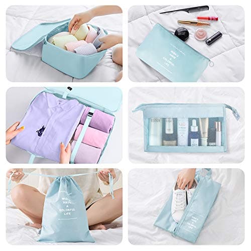 Packing Cubes for Suitcase,Geediar 9 PCS Travel Luggage Packing Organizers Waterproof Travel Essentials Clothes Shoes Cosmetics Toiletries Storage Bags(b-Blue)… — view 3