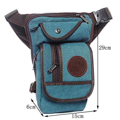 Xieben Canvas Drop Leg Bag for Men Women Waist Belt Tactical Military Pouch Motorcycle Riding Cycling Travel Tactical Outdoors Sports Bum Fanny Pack Green — view 5