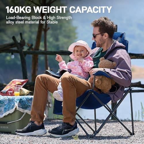EVER ADVANCED Camping Chairs for Adults Heavy Duty Up to 160kg Blue — view 4