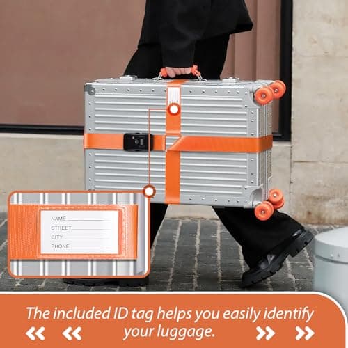 Linpr Adjustable Cross Luggage Straps with TSA Approved Locks, Orange — view 5