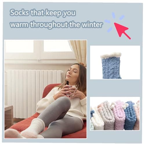 7 Pairs Bed Socks for Womens Fluffy Socks Womens, Thermal Sock for Women 35-39, Offers Cozy Warmth, Soft and Fuzzy Feel for Winter Suitable for Ladies Women Girls — view 2