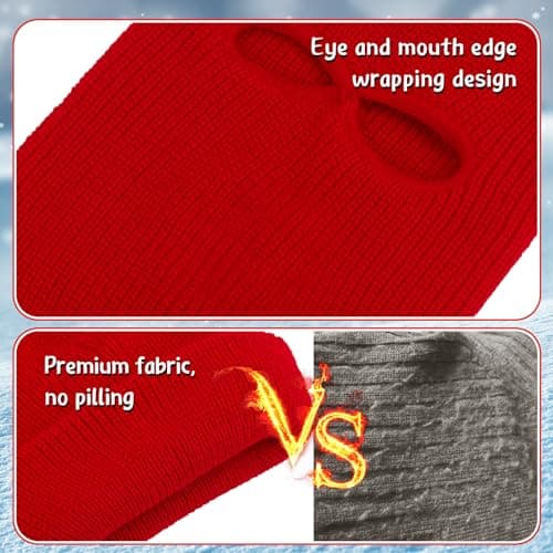 BBTO Ski Mask Balaclava Full Face Cover Red — view 3