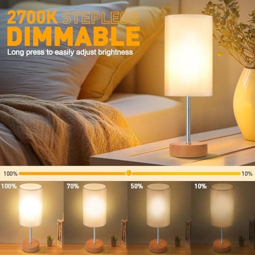 YOIZO Cordless Table Lamp 5000mAh Rechargeable | Battery Operated Lamps with Brightness Memory, Stepless Dimmable, Portable Touch Control Bedside Lamp for Home/Bedroom/Indoor-Outdoor (Wood) — view 3
